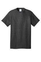 Front View of BlkHthr Port & Co Core Cotton Tee. PC54