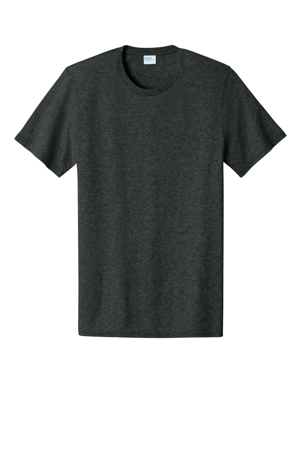 Front View of BlkHthr Port & Co Easy Cotton Tee PC43