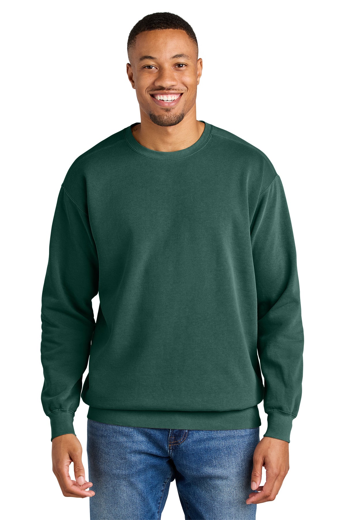 Front View of Blue Spruce COMFORT COLORS Ring Spun Crewneck Sweatshirt. 1566