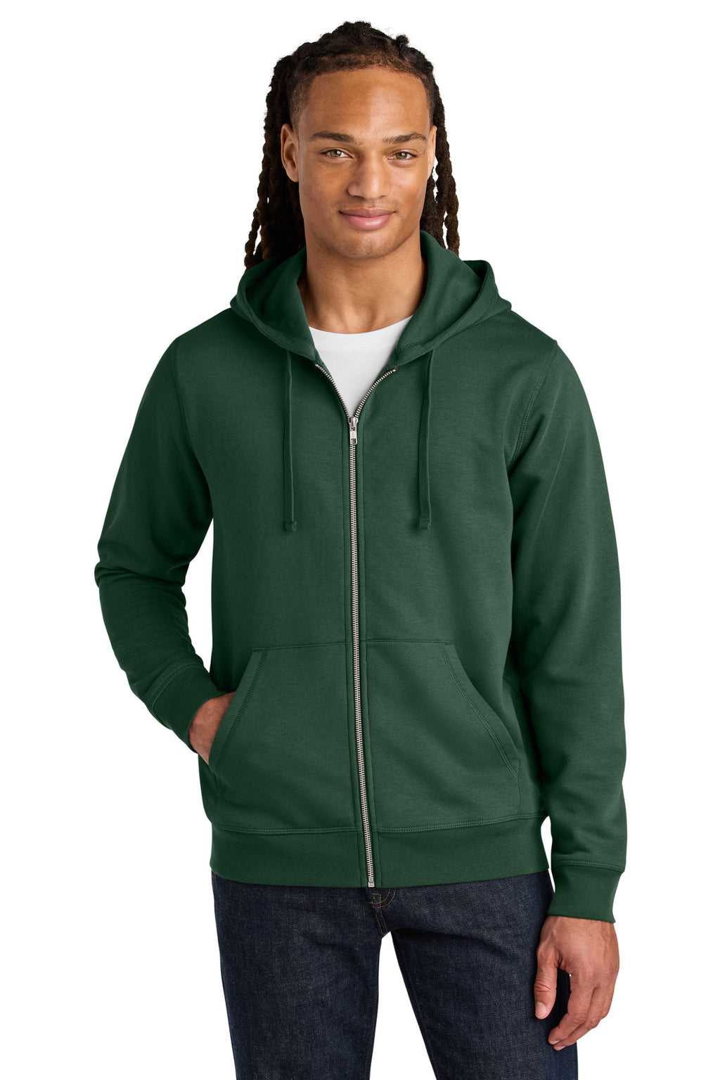Front View of BottleGrn Stanley/Stella Unisex Mixer Full-Zip Hooded Sweatshirt SXU011