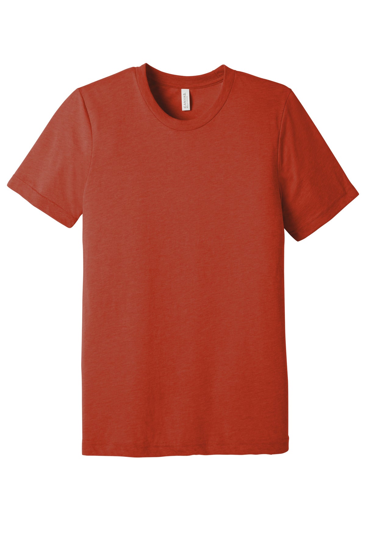 Front View of Brick TB BELLA+CANVAS Unisex Triblend Short Sleeve Tee. BC3413