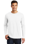 Front View of Bright White District Perfect Weight Long Sleeve Tee. DT105