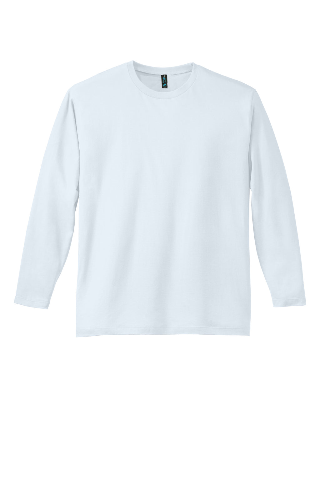 Front View of Bright White District Perfect Weight Long Sleeve Tee. DT105