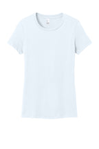 Front View of Bright White District Women's Perfect Weight Tee. DM104L