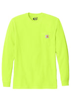 Front View of BriteLime Carhartt Workwear Pocket Long Sleeve T-Shirt. CTK126