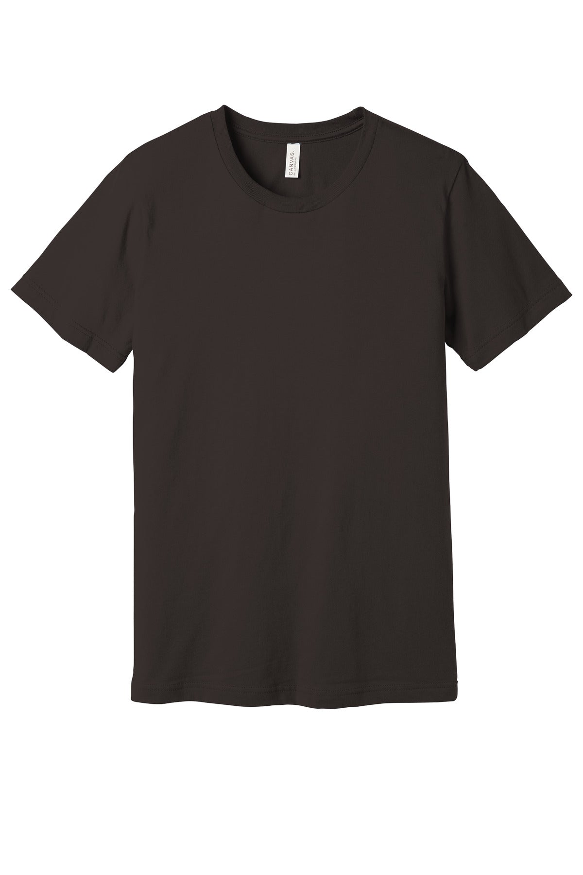 Front View of Brown BELLA+CANVAS Unisex Jersey Short Sleeve Tee. BC3001