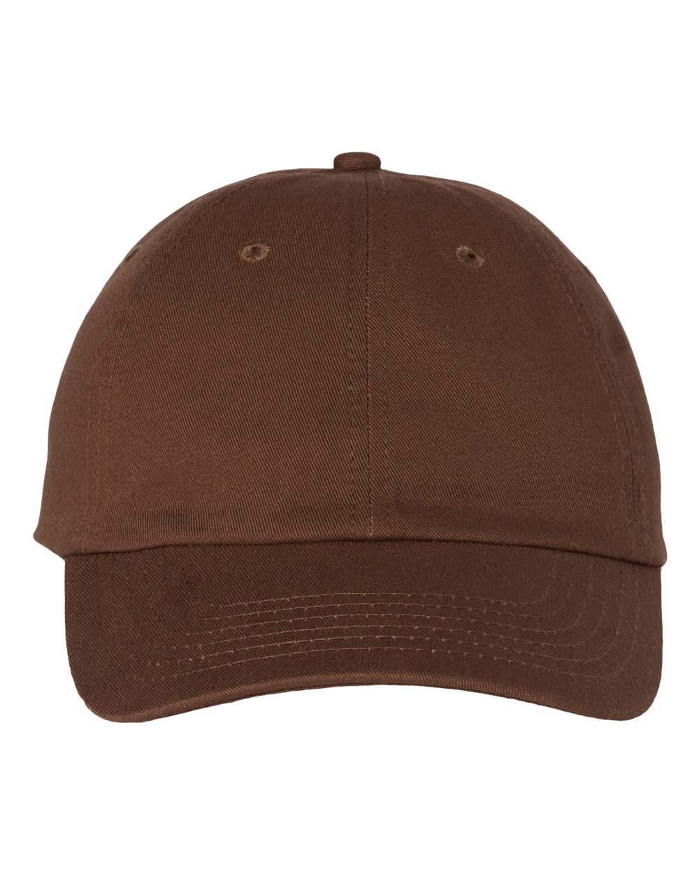 Front View of Brown Bio-Washed Classic Dad Hat - VC300A