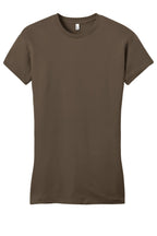 Front View of Brown District Women's Fitted Very Important Tee . DT6001