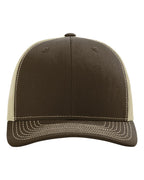 Front View of Brown/ Khaki Snapback Trucker Cap - 112