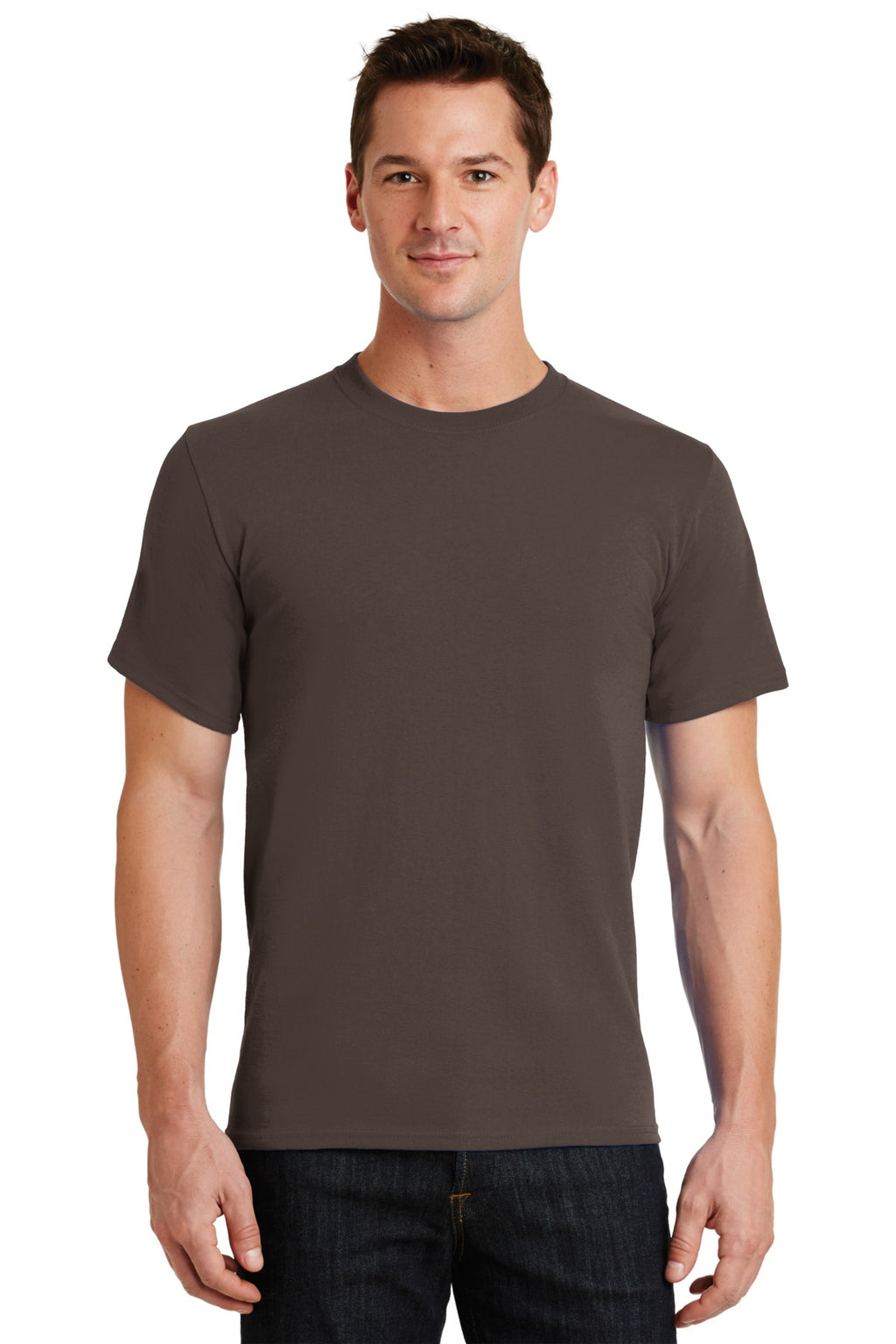 Front View of Brown Port & Co Essential Tee. PC61