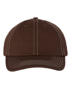 Front View of Brown/ Stone Stitch Bio-Washed Classic Dad Hat - VC300A