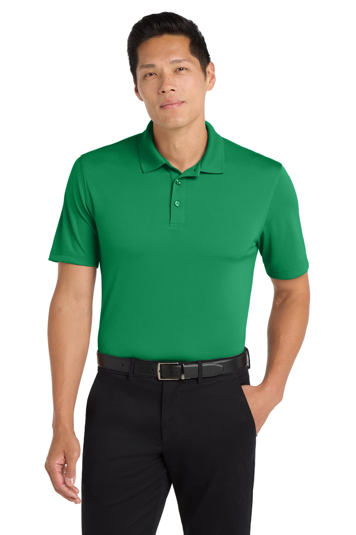 Front View of Brt Kelly Grn Port Authority Dry Zone UV Micro-Mesh Polo. K110