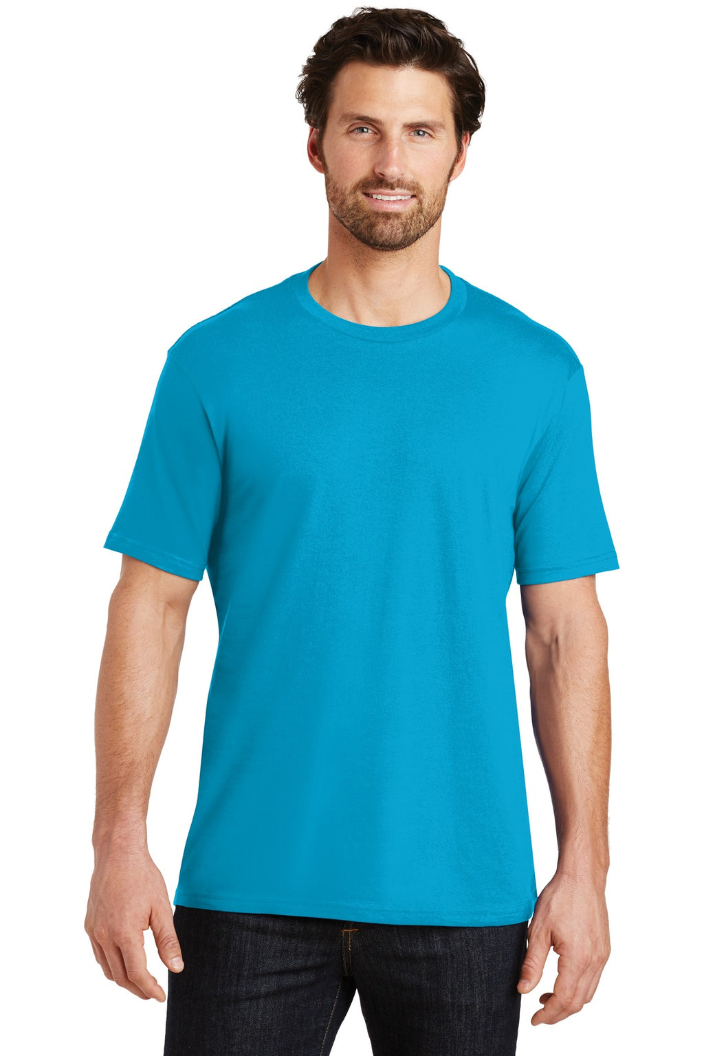Front View of Brt Turquoise District Perfect Weight Tee. DT104