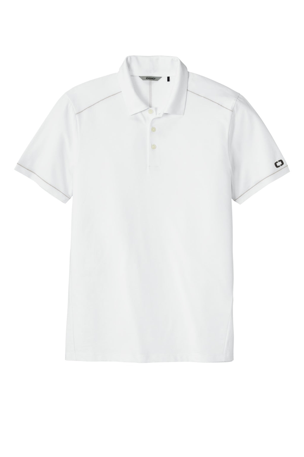 Front View of BrtWhite OGIO Code Stretch Polo. OG146