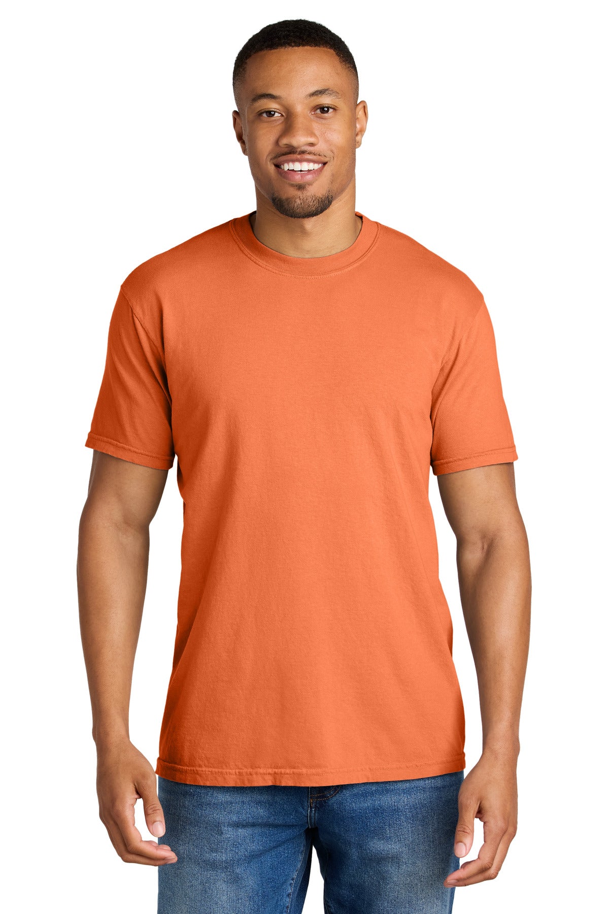 Front View of BurntOrng COMFORT COLORS Heavyweight Ring Spun Tee. 1717