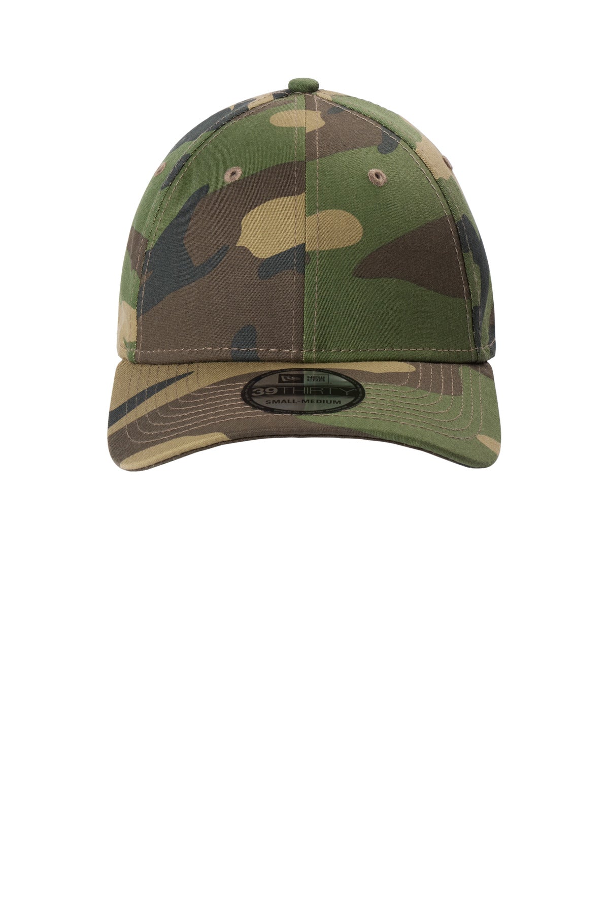 Front View of Camo New Era - Structured Stretch Cotton Cap. NE1000