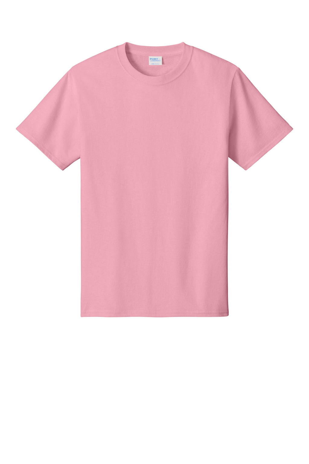 Front View of Candy Pink Port & Co Core Cotton Tee. PC54