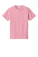 Front View of Candy Pink Port & Co Core Cotton Tee. PC54