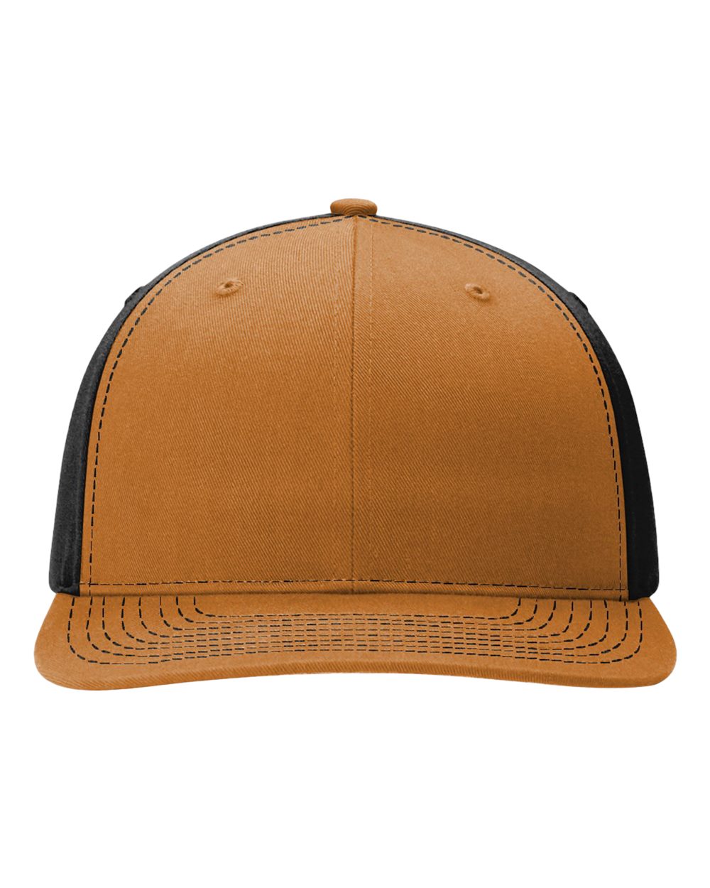 Front View of Caramel/ Black Twill Back Trucker Cap - 312