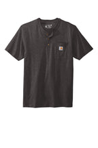 Front View of Carbon Heather Carhartt Short Sleeve Henley T-Shirt CTK84
