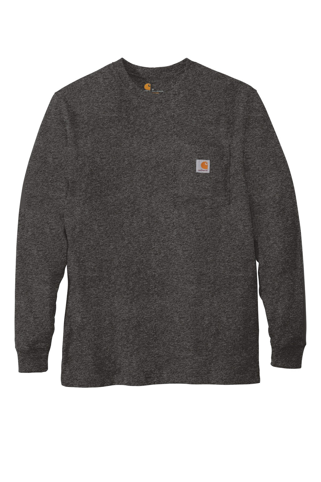 Front View of Carbon Heather Carhartt Workwear Pocket Long Sleeve T-Shirt. CTK126