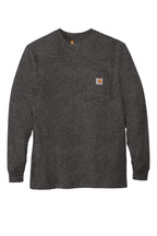 Front View of Carbon Heather Carhartt Workwear Pocket Long Sleeve T-Shirt. CTK126