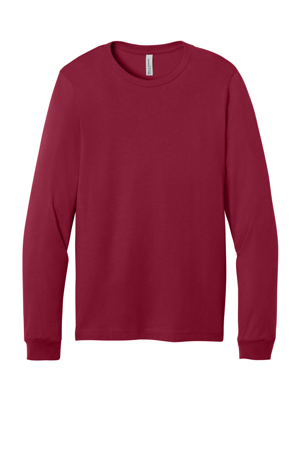 Front View of Cardinal BELLA+CANVAS Unisex Jersey Long Sleeve Tee. BC3501