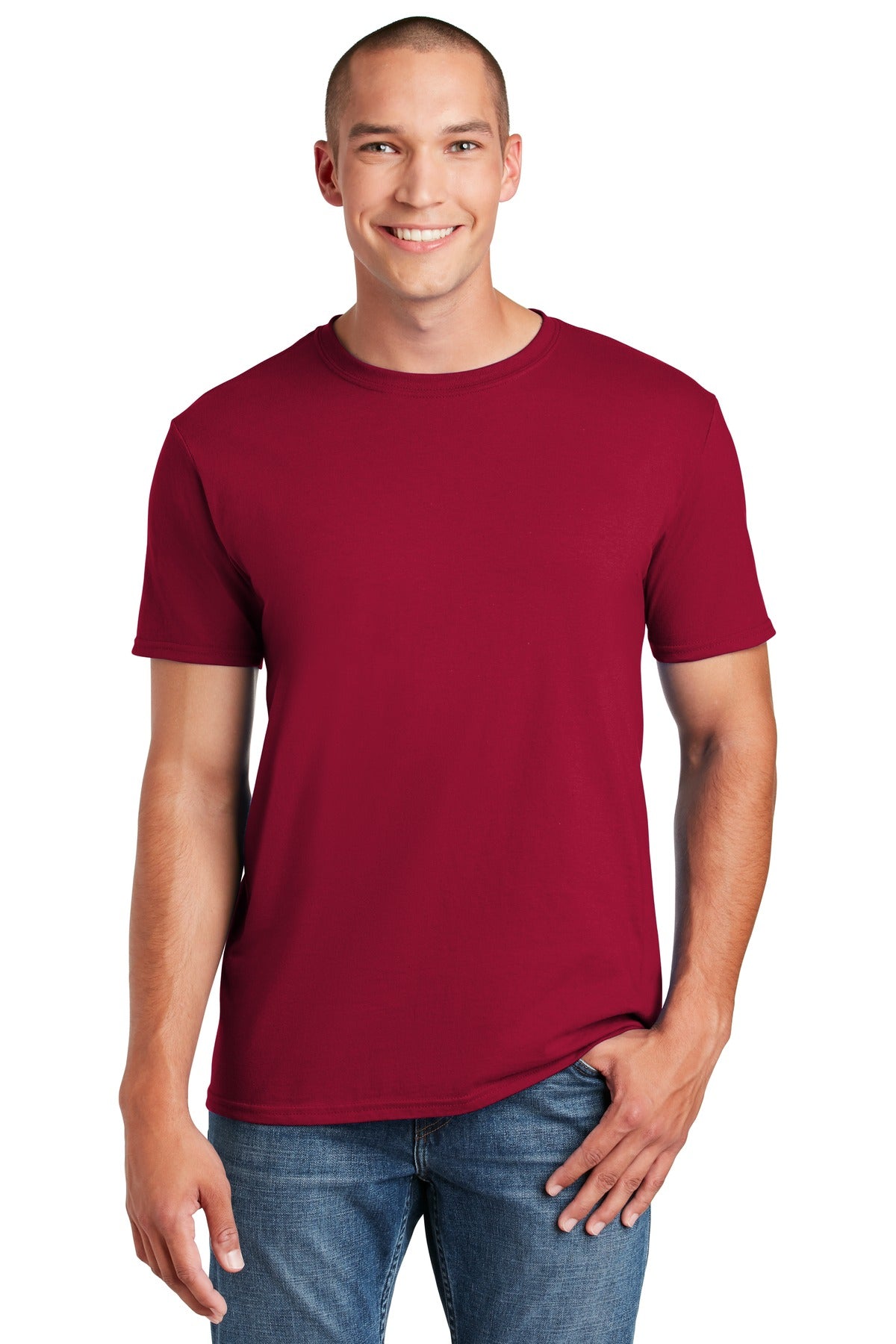 Front View of Cardinal Gildan Softstyle T-Shirt. 64000
