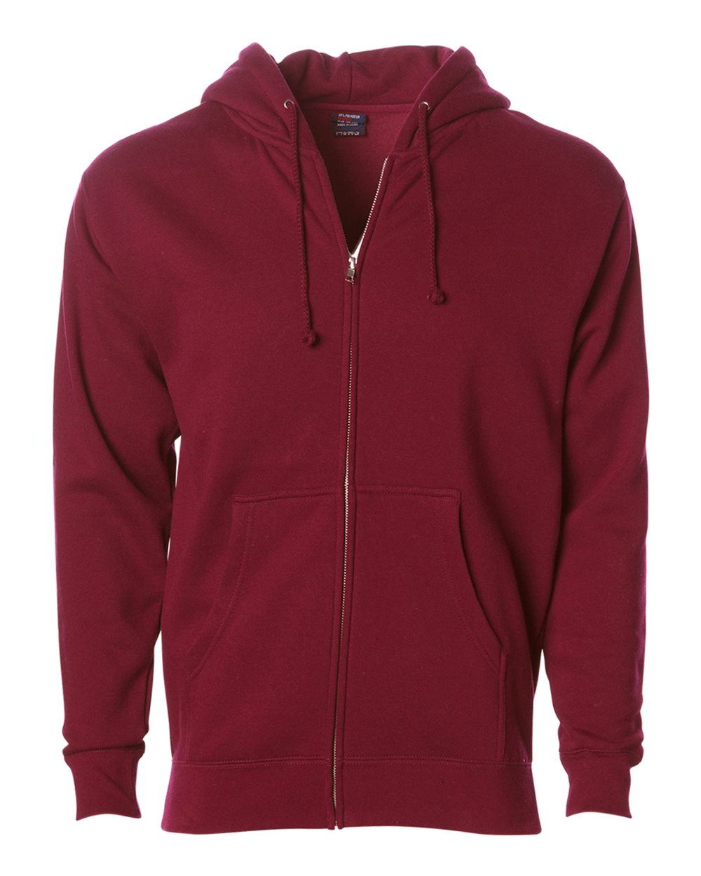 Front View of Cardinal Heavyweight Full-Zip Hooded Sweatshirt - IND4000Z