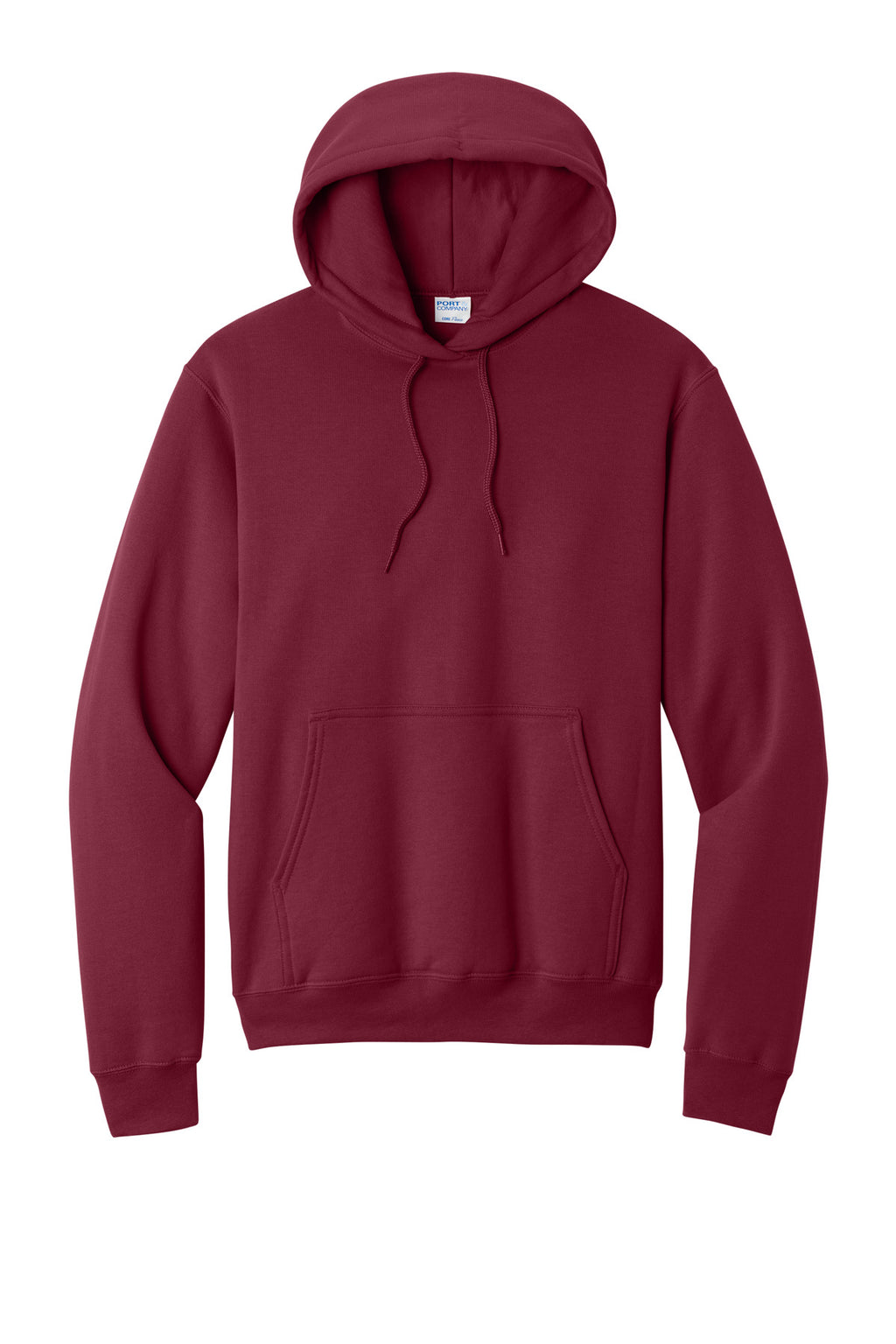 Front View of Cardinal Port & Co Core Fleece Pullover Hooded Sweatshirt. PC78H