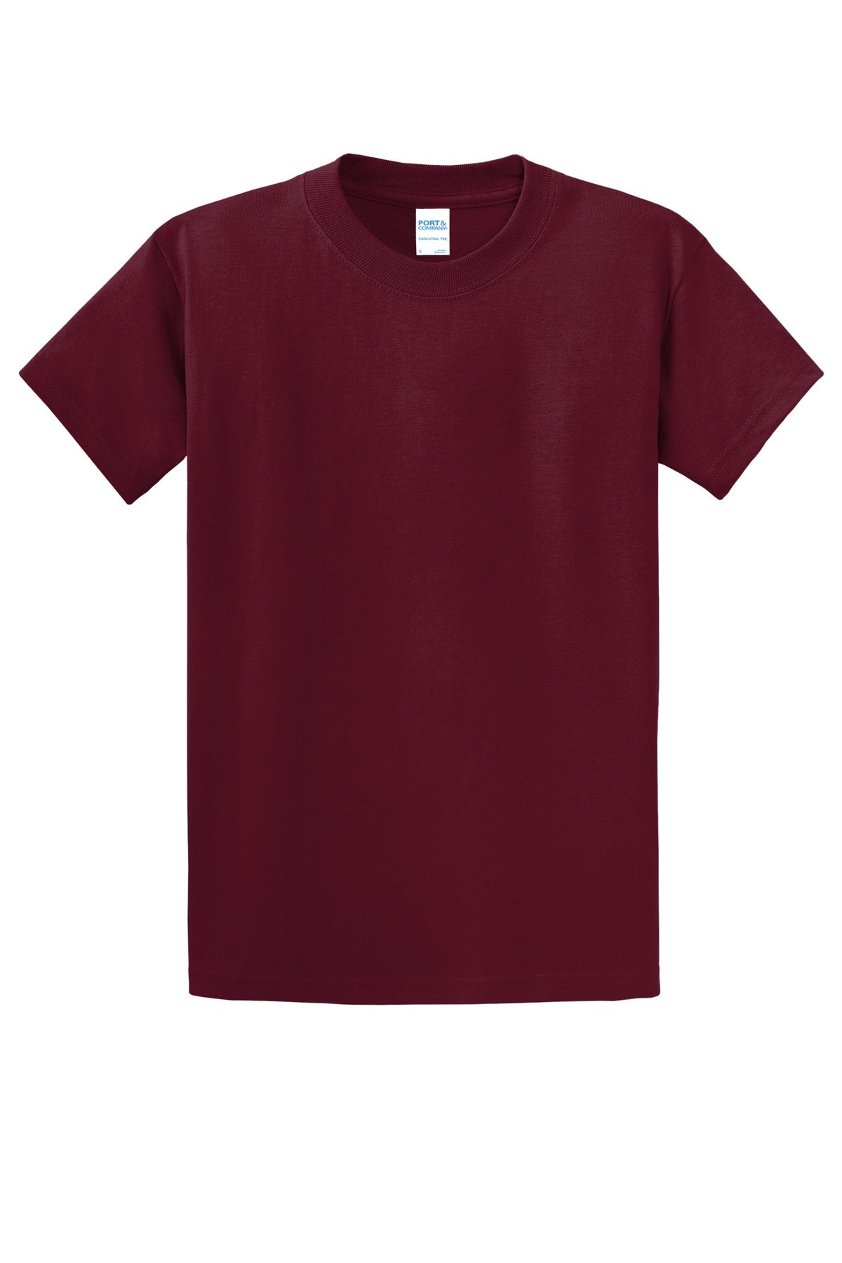 Front View of Cardinal Port & Co Essential Tee. PC61