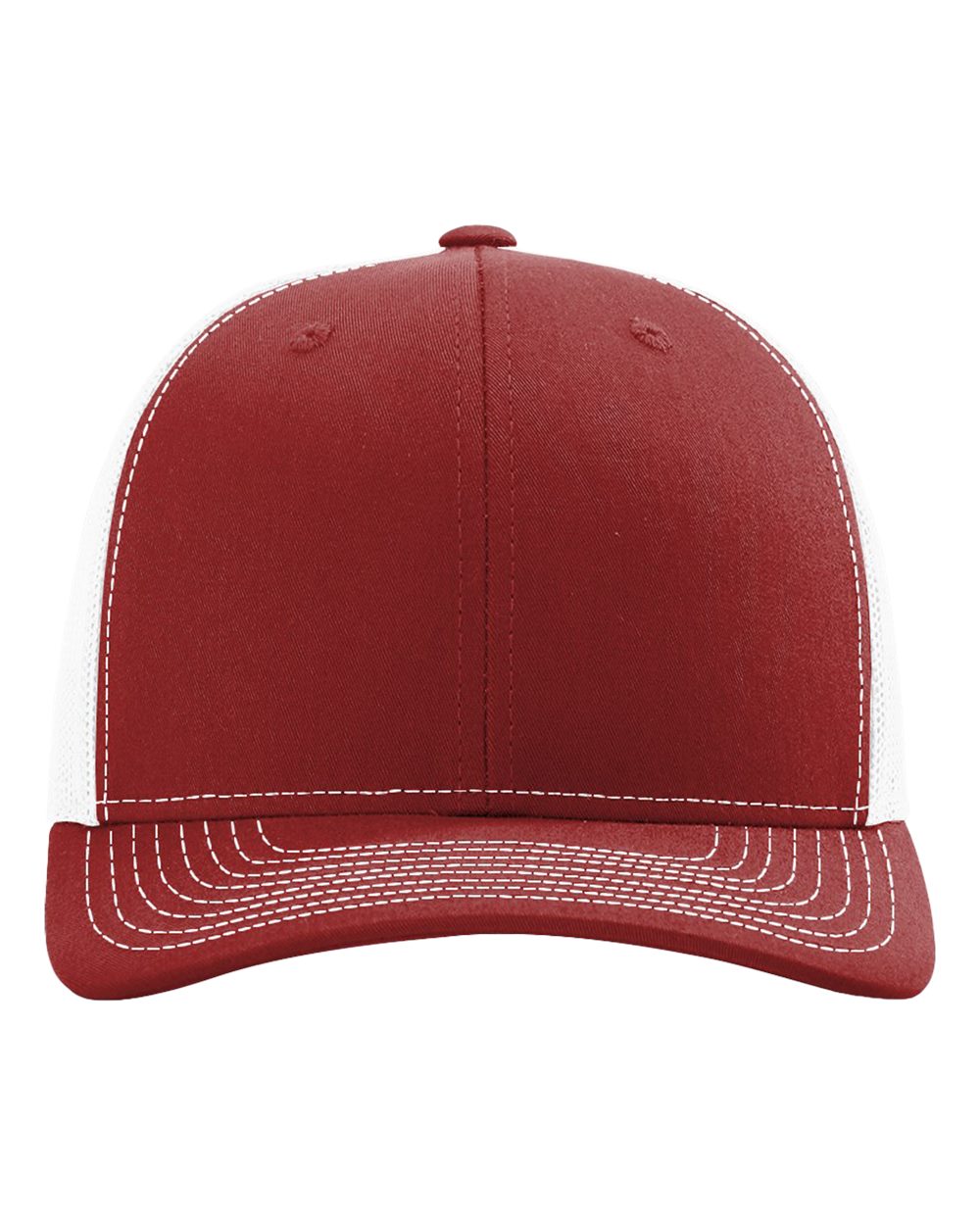 Front View of Cardinal/ White Snapback Trucker Cap - 112