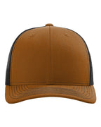 Front View of Carmel/ Black Snapback Trucker Cap - 112