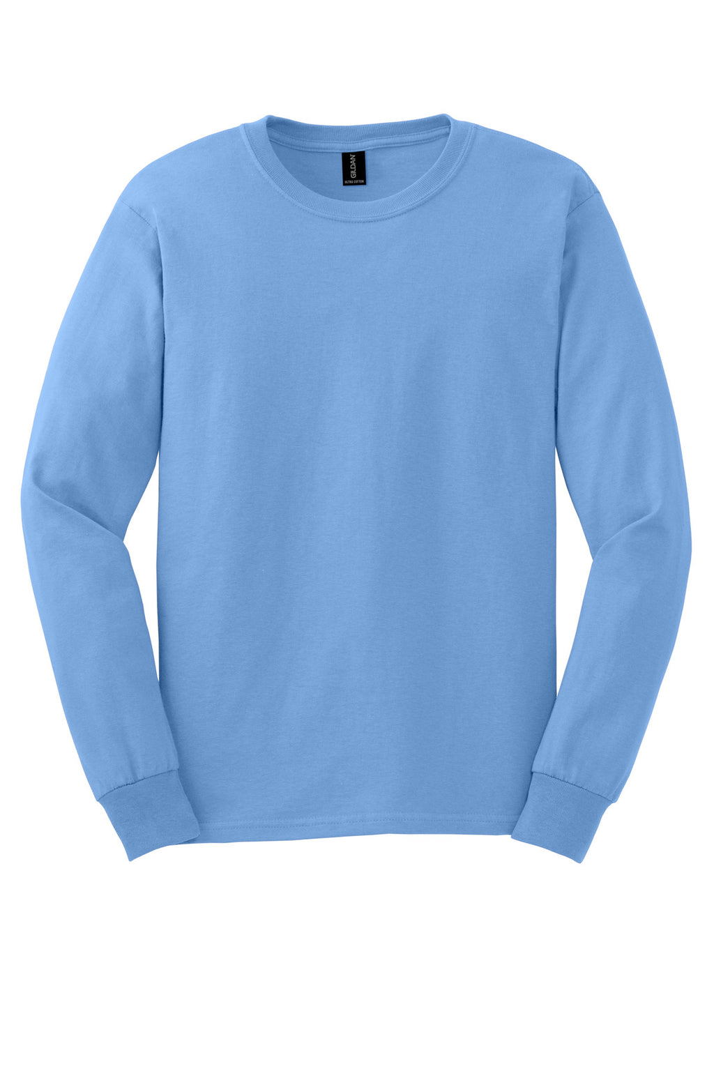 Front View of Carolina Blue Gildan - Ultra Cotton 100% US Cotton Long Sleeve T-Shirt. G2400