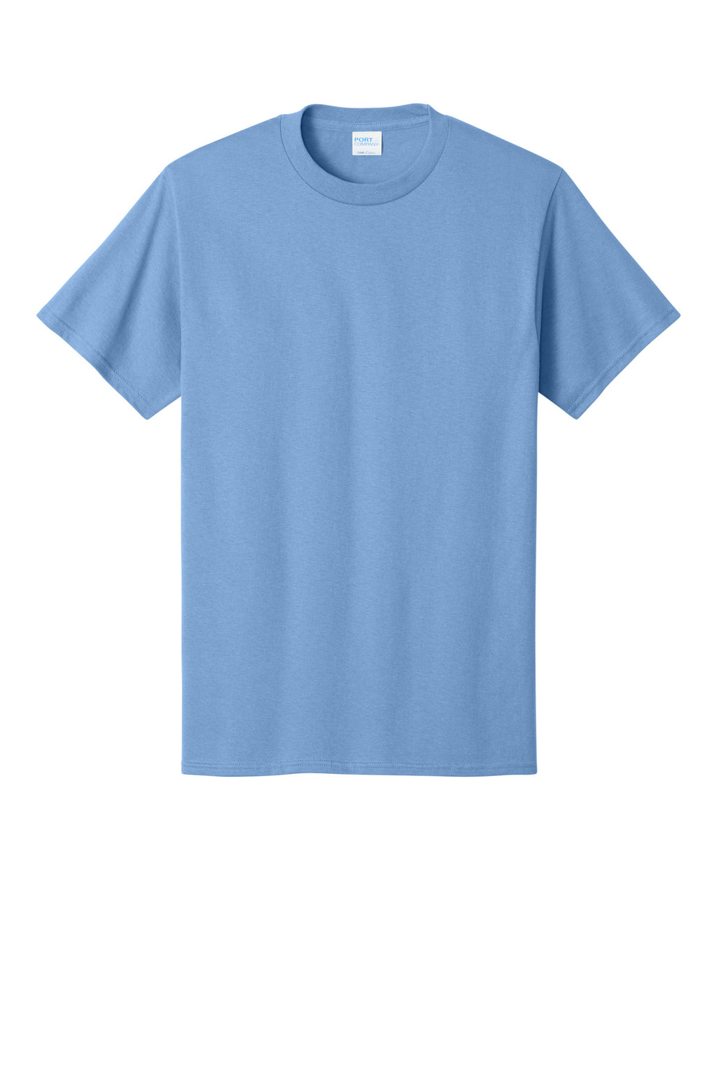Front View of Carolina Blue Port & Co Core Cotton Tee. PC54