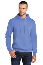 Front View of Carolina Blue Port & Co Core Fleece Pullover Hooded Sweatshirt. PC78H