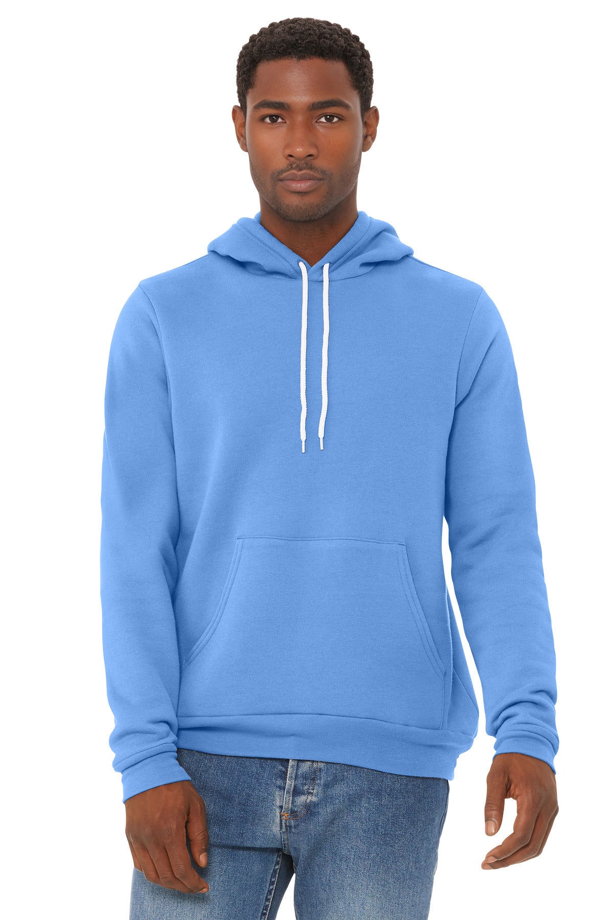 Front View of CarolinaBl BELLA+CANVAS Unisex Sponge Fleece Pullover Hoodie. BC3719