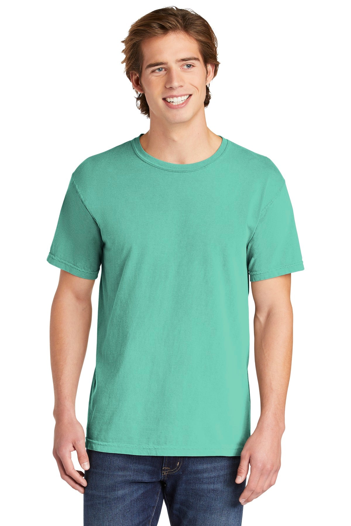 Front View of Chalky Mint COMFORT COLORS Heavyweight Ring Spun Tee. 1717
