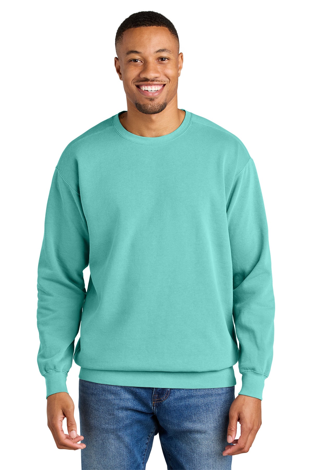 Front View of Chalky Mint COMFORT COLORS Ring Spun Crewneck Sweatshirt. 1566
