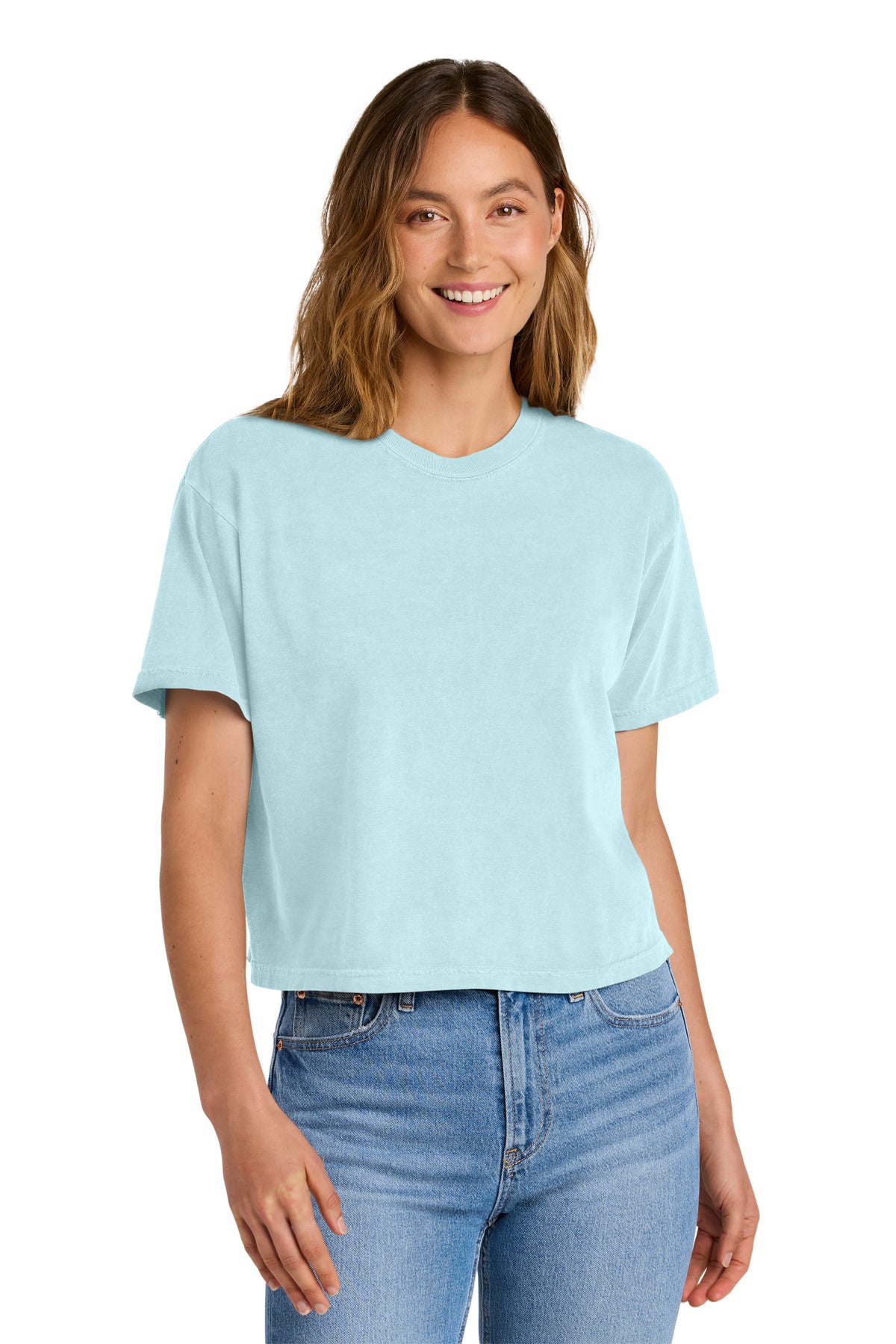 Front View of Chambray Comfort Colors Women's Heavyweight Boxy Tee 3023CL