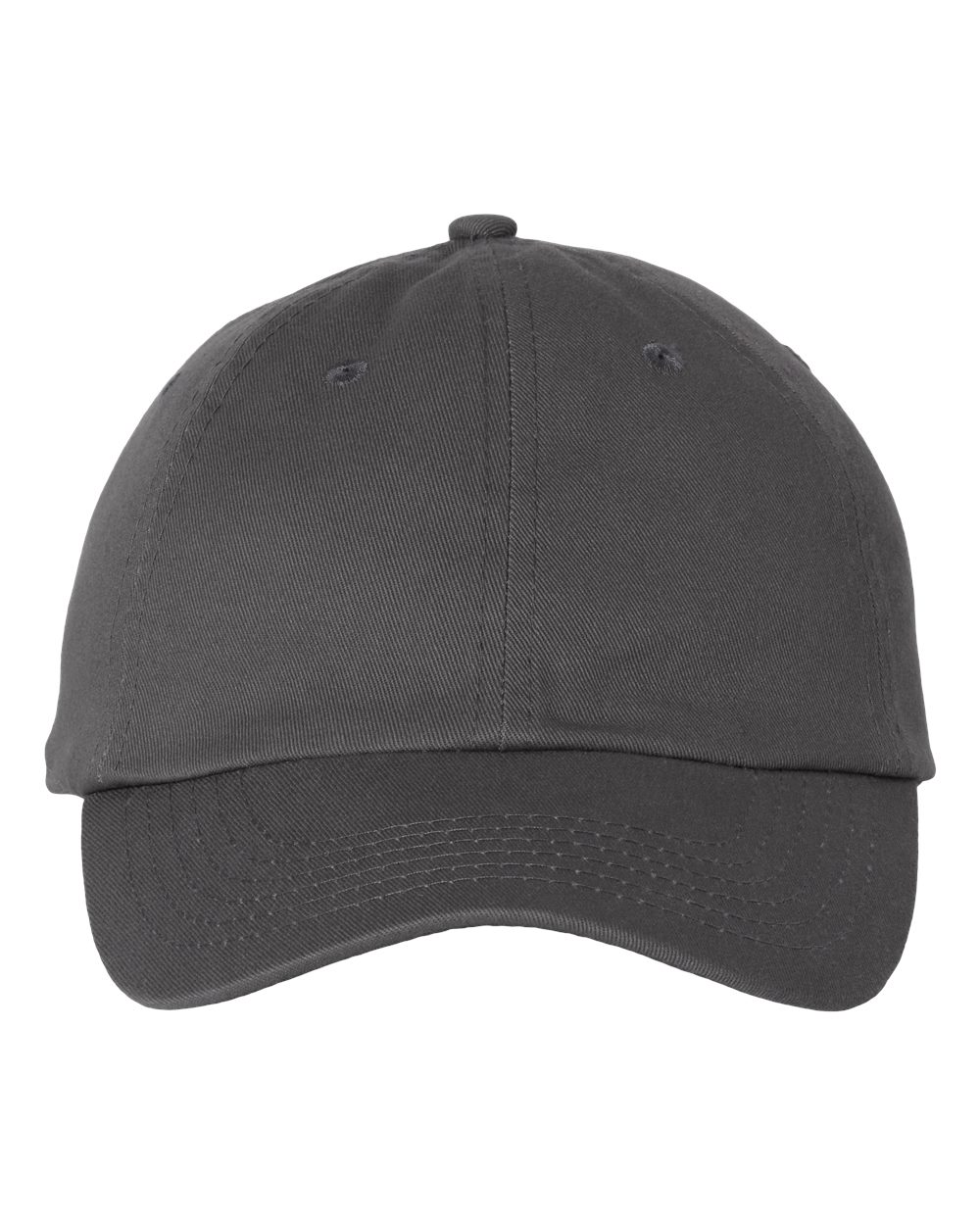 Front View of Charcoal Bio-Washed Classic Dad Hat - VC300A