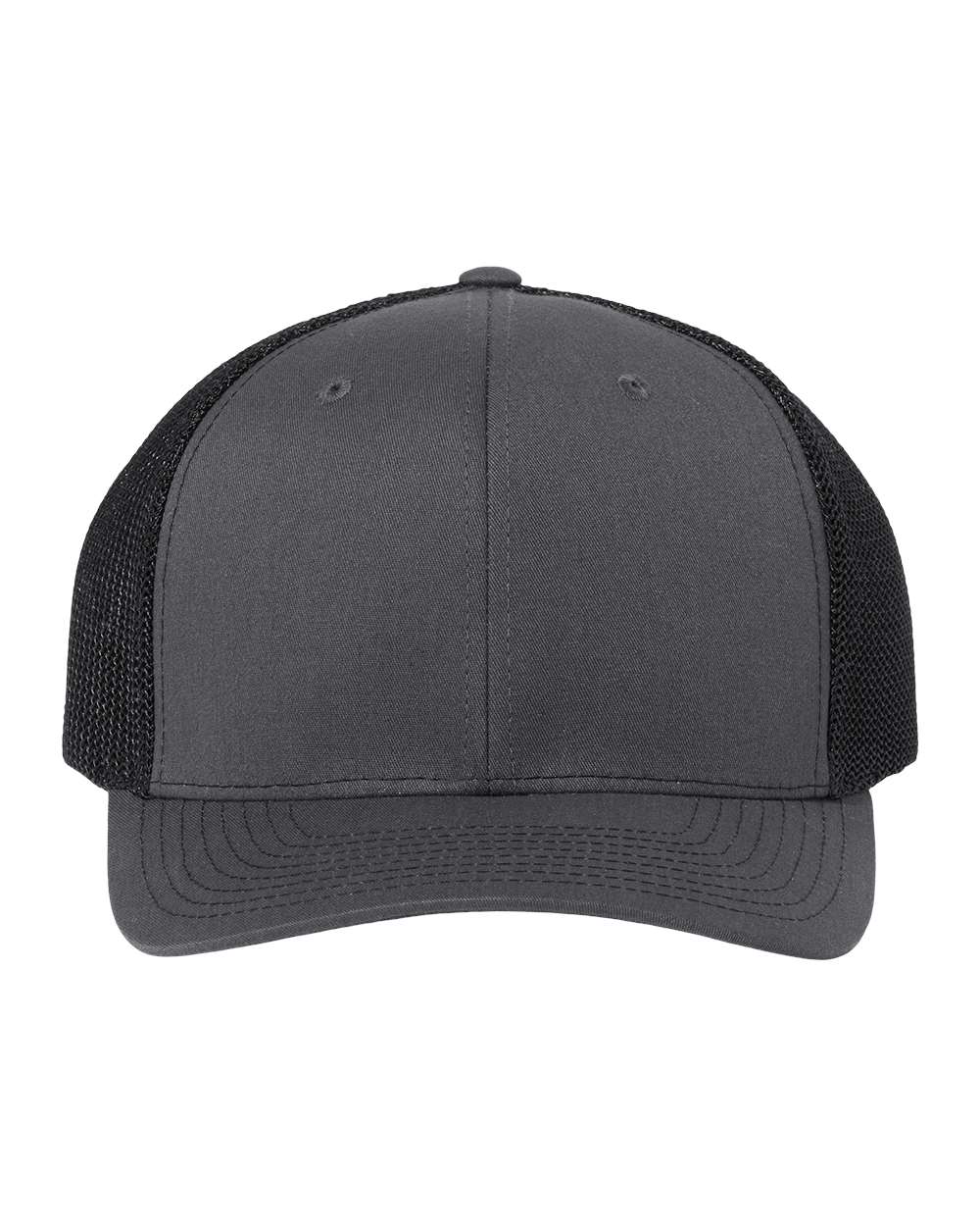 Front View of Charcoal/ Black 112+ R-Flex Adjustable Trucker Cap - 112PL
