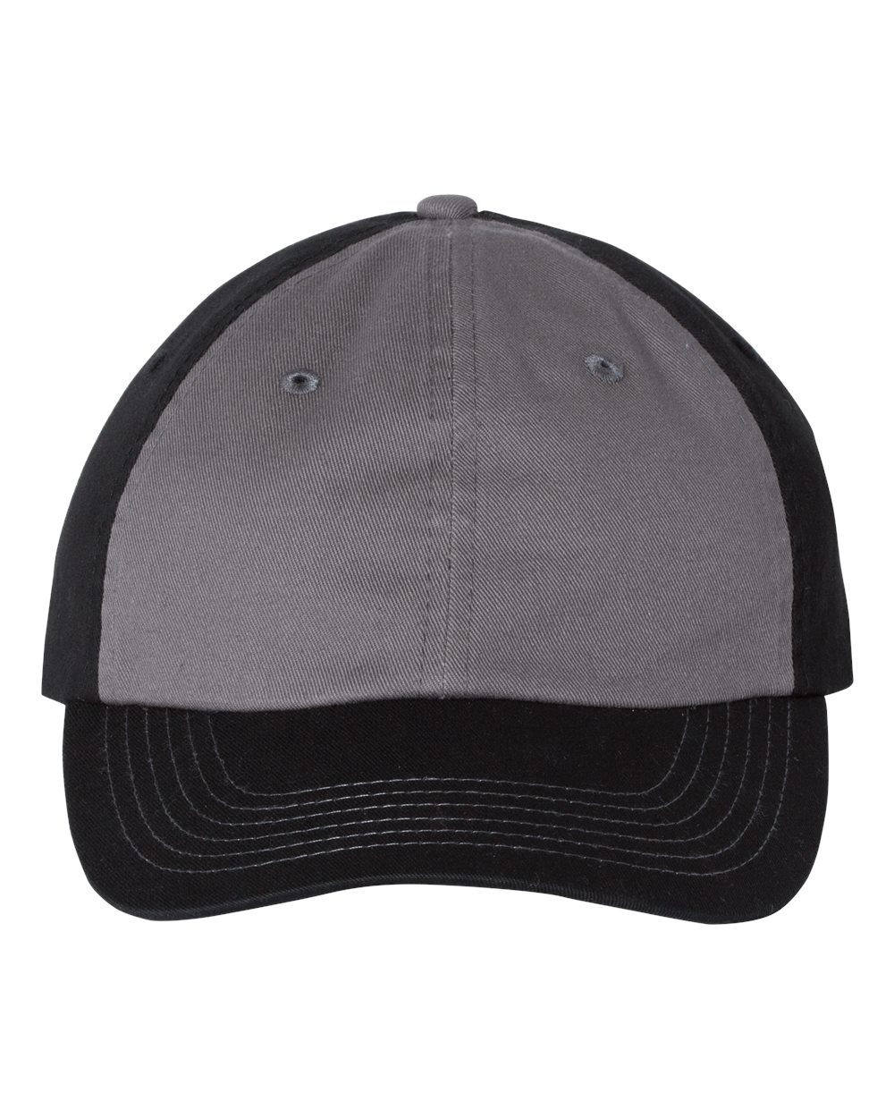 Front View of Charcoal/ Black Bio-Washed Classic Dad Hat - VC300A