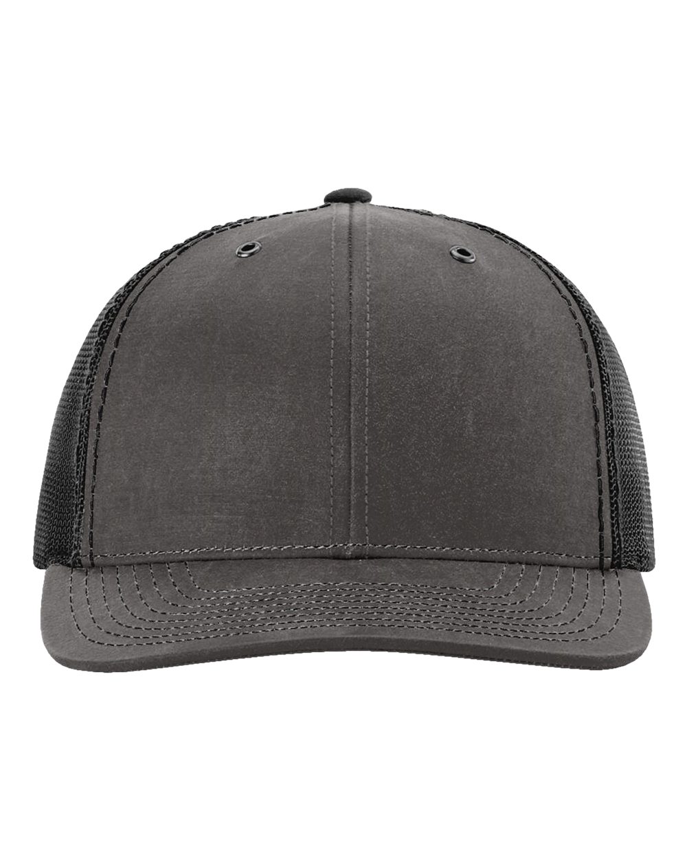 Front View of Charcoal/ Black Fremont Trucker Cap - 112WF