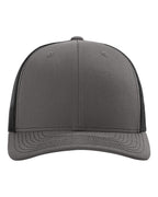 Front View of Charcoal/ Black Snapback Trucker Cap - 112