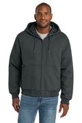 Front View of Charcoal CornerStone - Duck Cloth Hooded Work Jacket. J763H