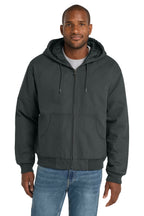 Front View of Charcoal CornerStone - Duck Cloth Hooded Work Jacket. J763H