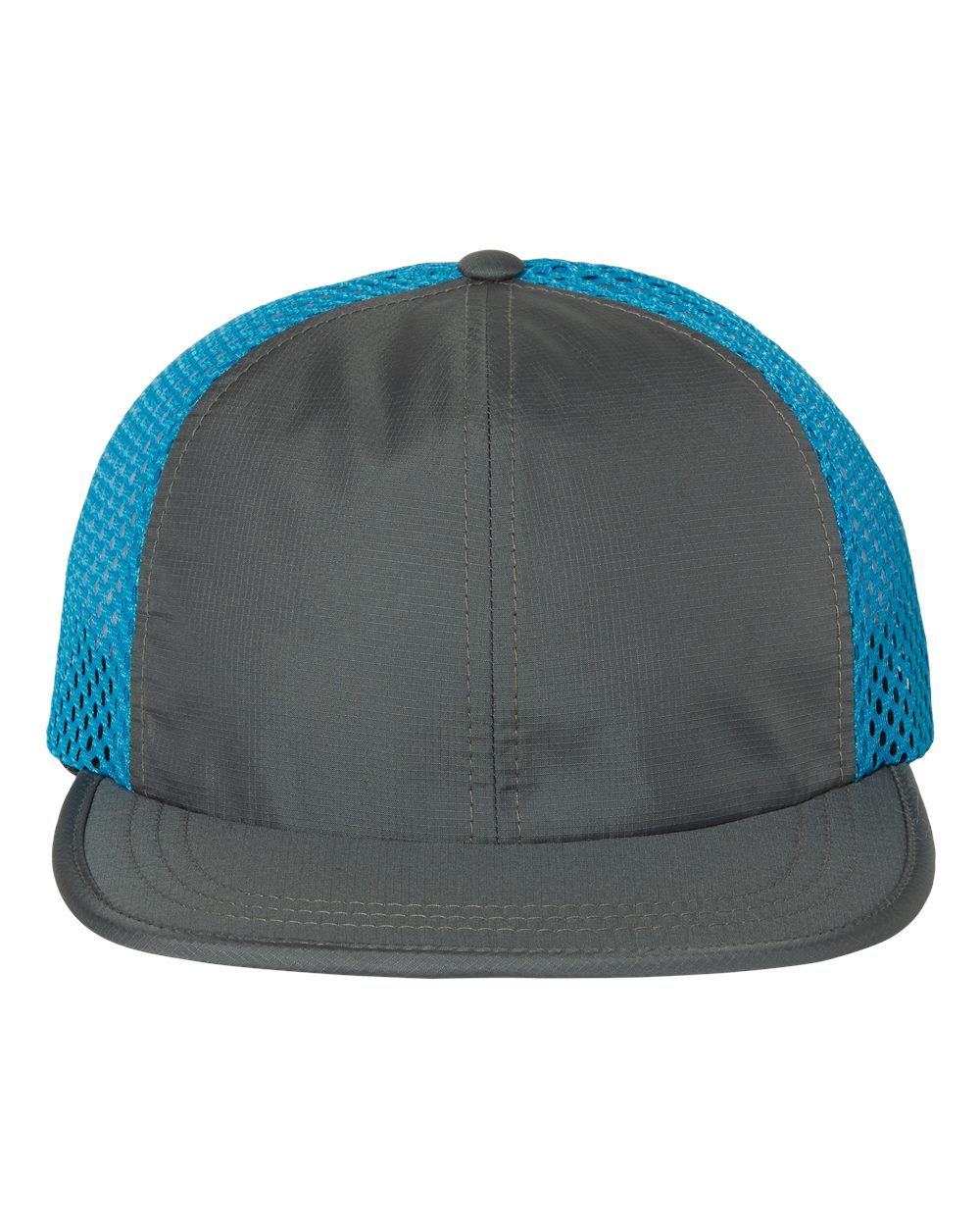Front View of Charcoal/ Cyan Rogue Wide Set Mesh Cap - 935