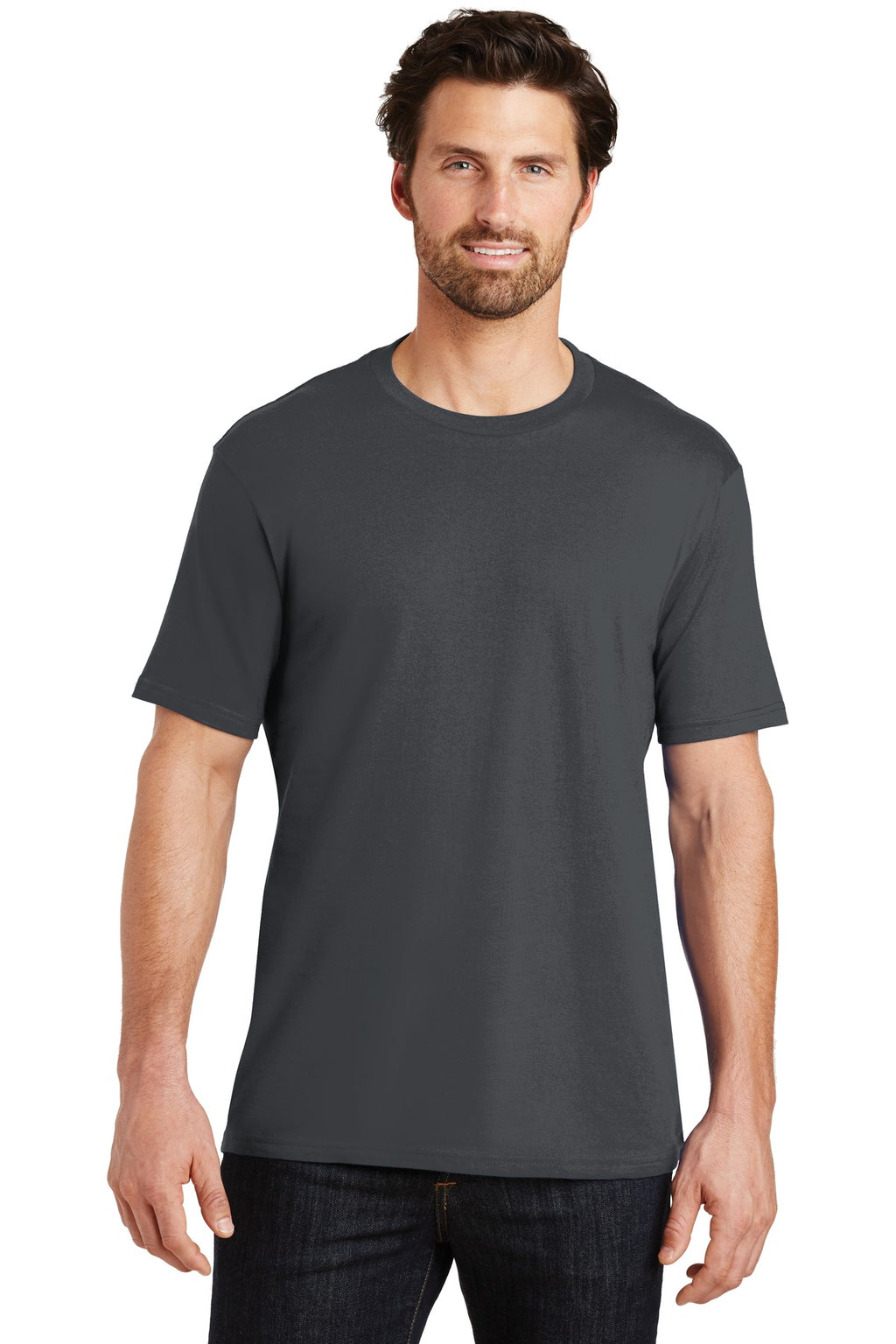 Front View of Charcoal District Perfect Weight Tee. DT104
