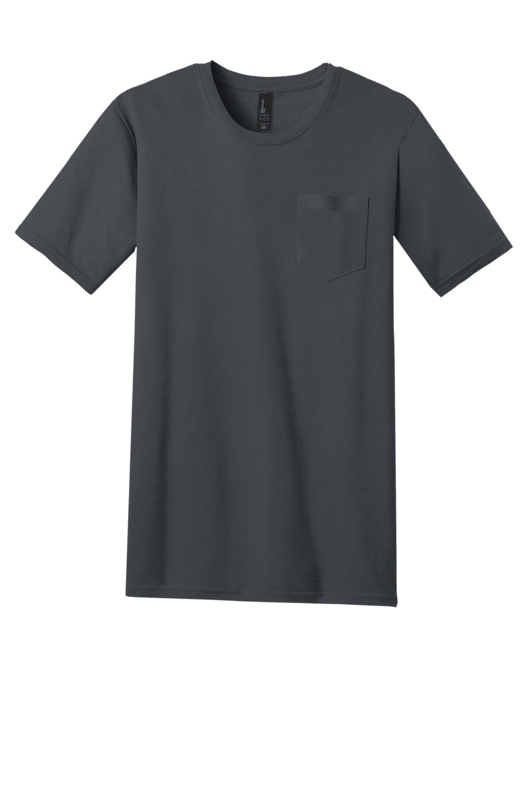 Front View of Charcoal District Very Important Tee with Pocket. DT6000P